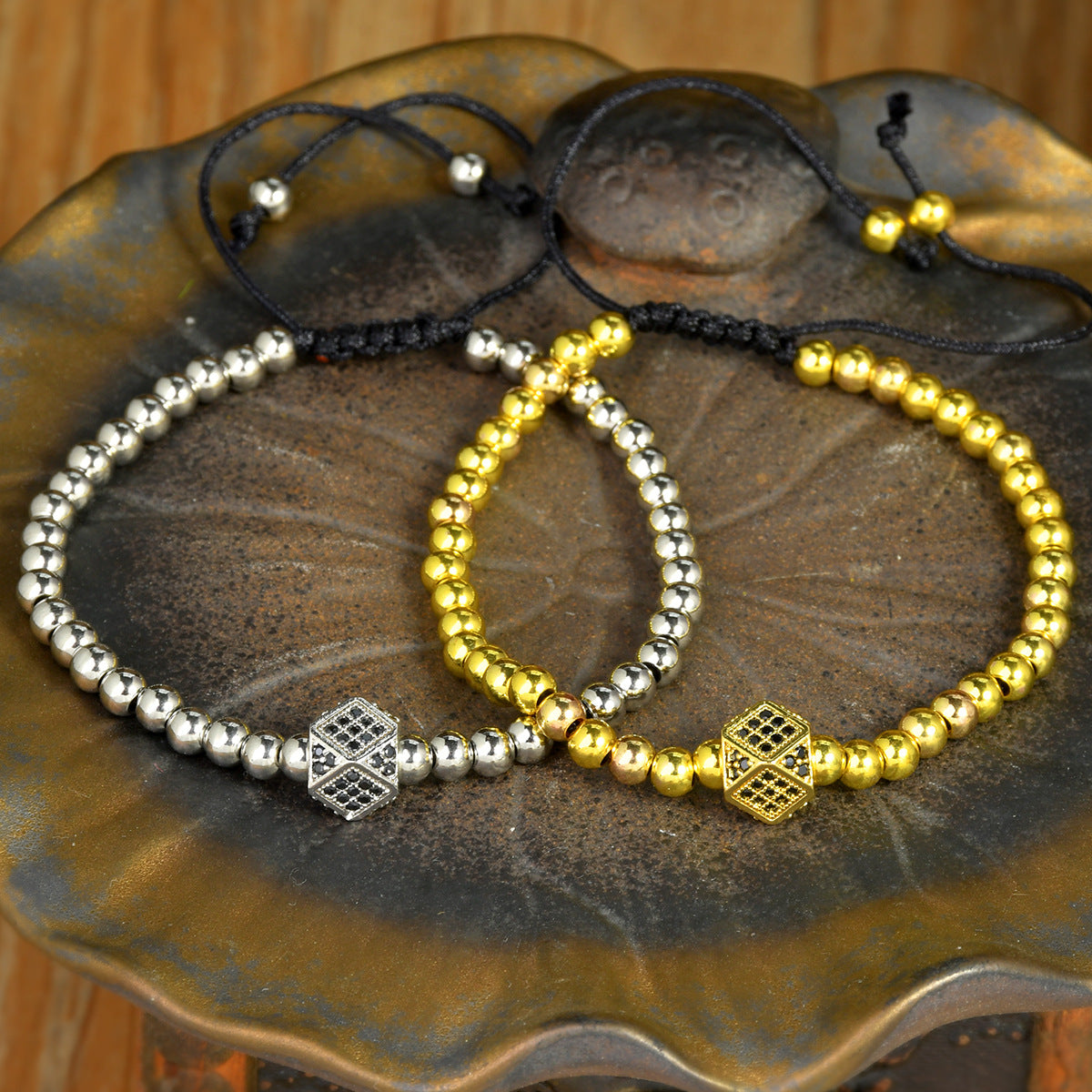 Wholesale European Style Golden Beaded Bracelet Handmade Copper Jewelry for Everyday Wear Boutique Resale