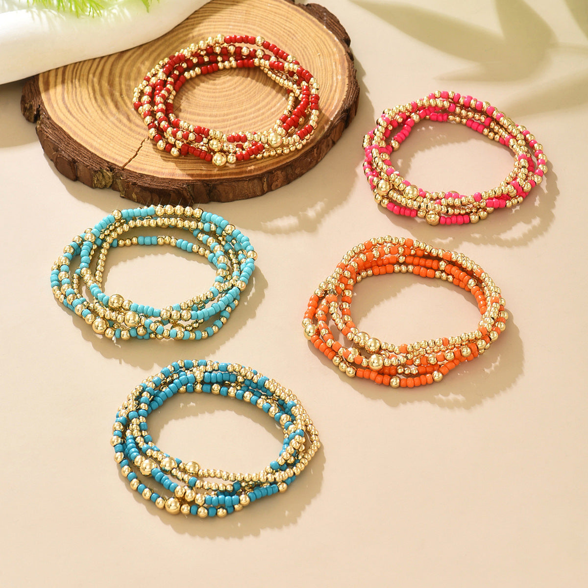 Wholesale Bohemian Beaded Bracelet Set Colorful Cross Design Women S Jewelry Accessory Gift
