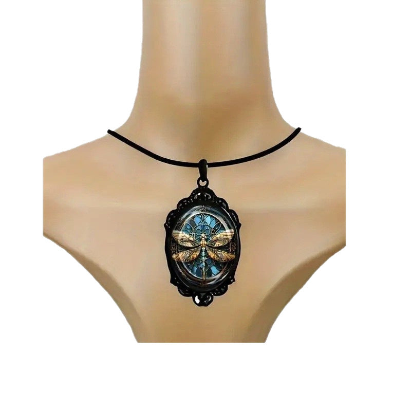 Wholesale Alloy Dragonfly Pendant Necklace Cross Chain Electroplated Men' s Jewelry