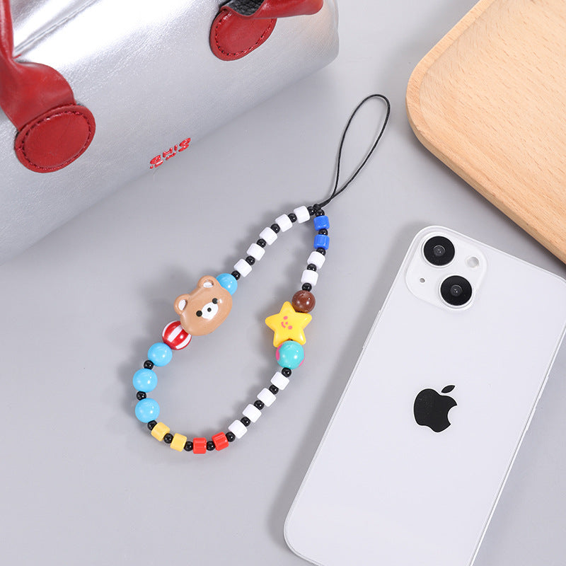 Wholesale Glass Dalmatian Chain Beaded Colorful Acrylic Bead Keychain