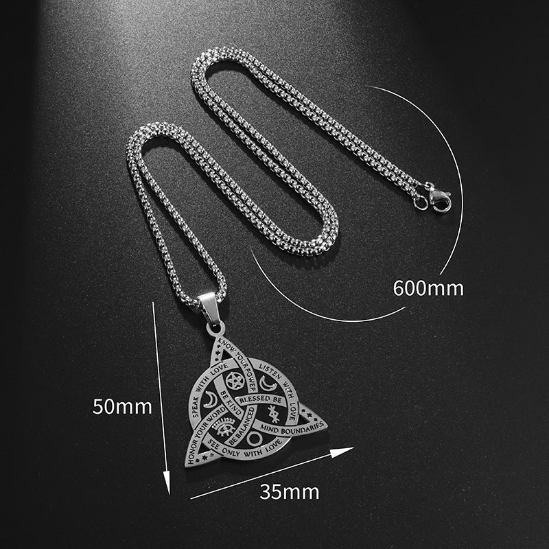 Wholesale Stainless Steel Vintage Men's Titanium Steel Pendant Star and Moon Fan Necklace Men Necklaces ACC-NE-Puhai001