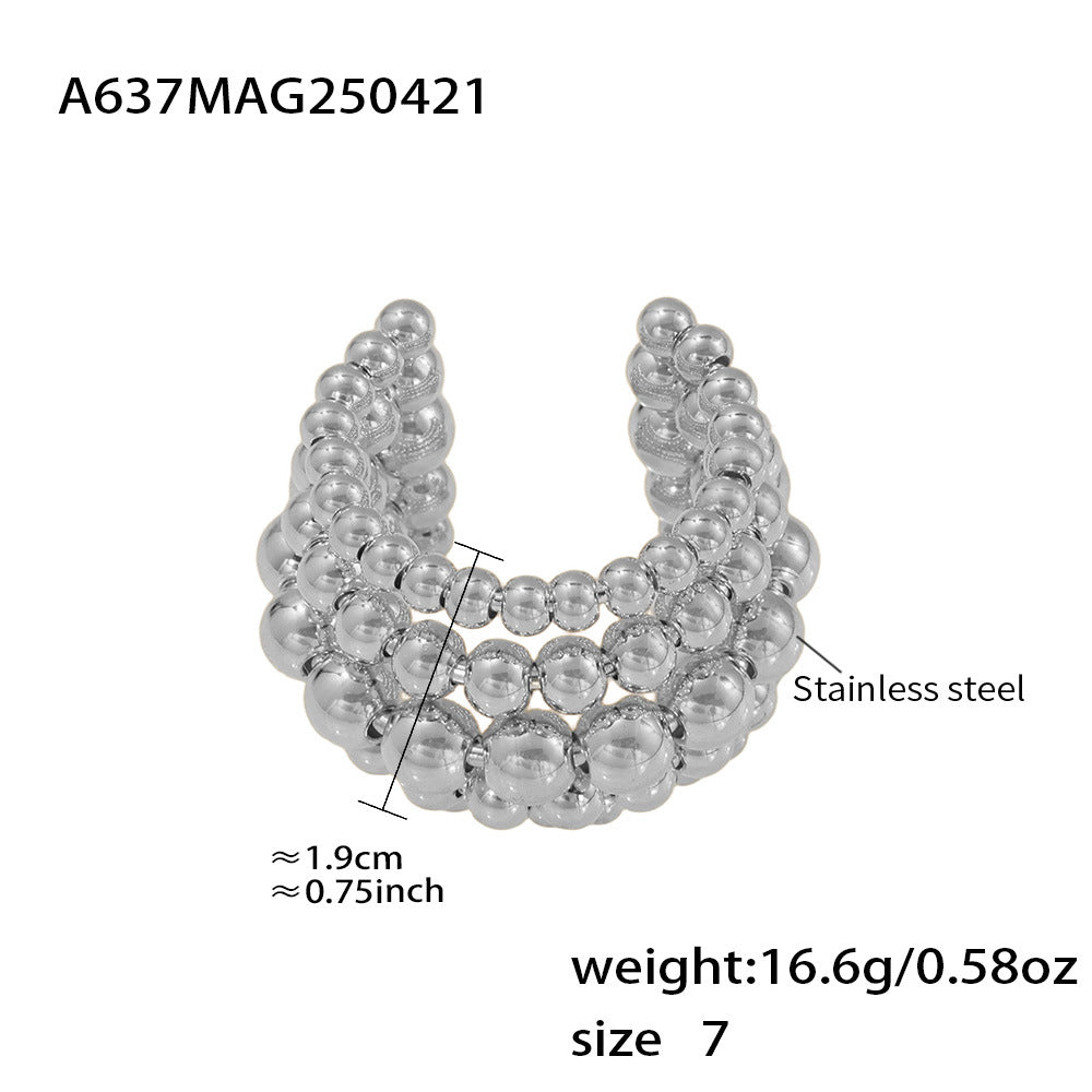 Wholesale  Stainless Steel Bead 5-Layer Adjustable Ring