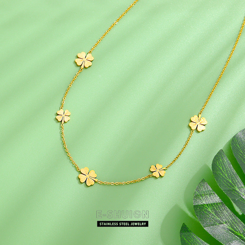 Wholesale Four-leaf Flower Light Luxury Necklaces Titanium Steel Necklace Sweater Chain ACC-NE-YiSheng005
