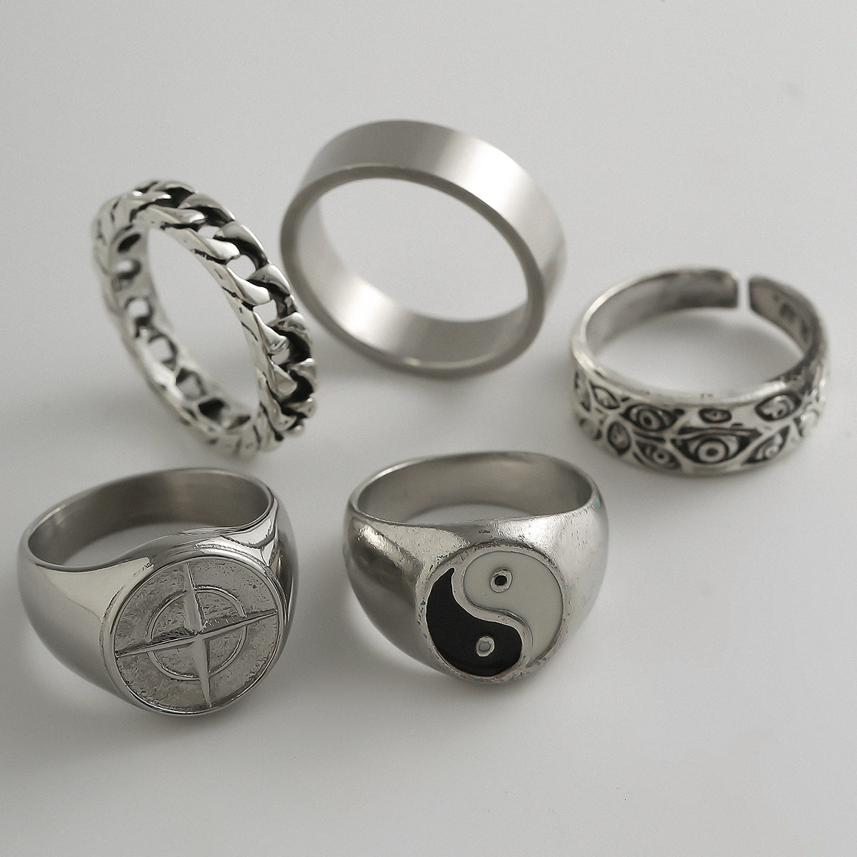 Wholesale Men's Retro Trendy Alloy Ring Set Vintage Ring ACC-RS-Puxin001