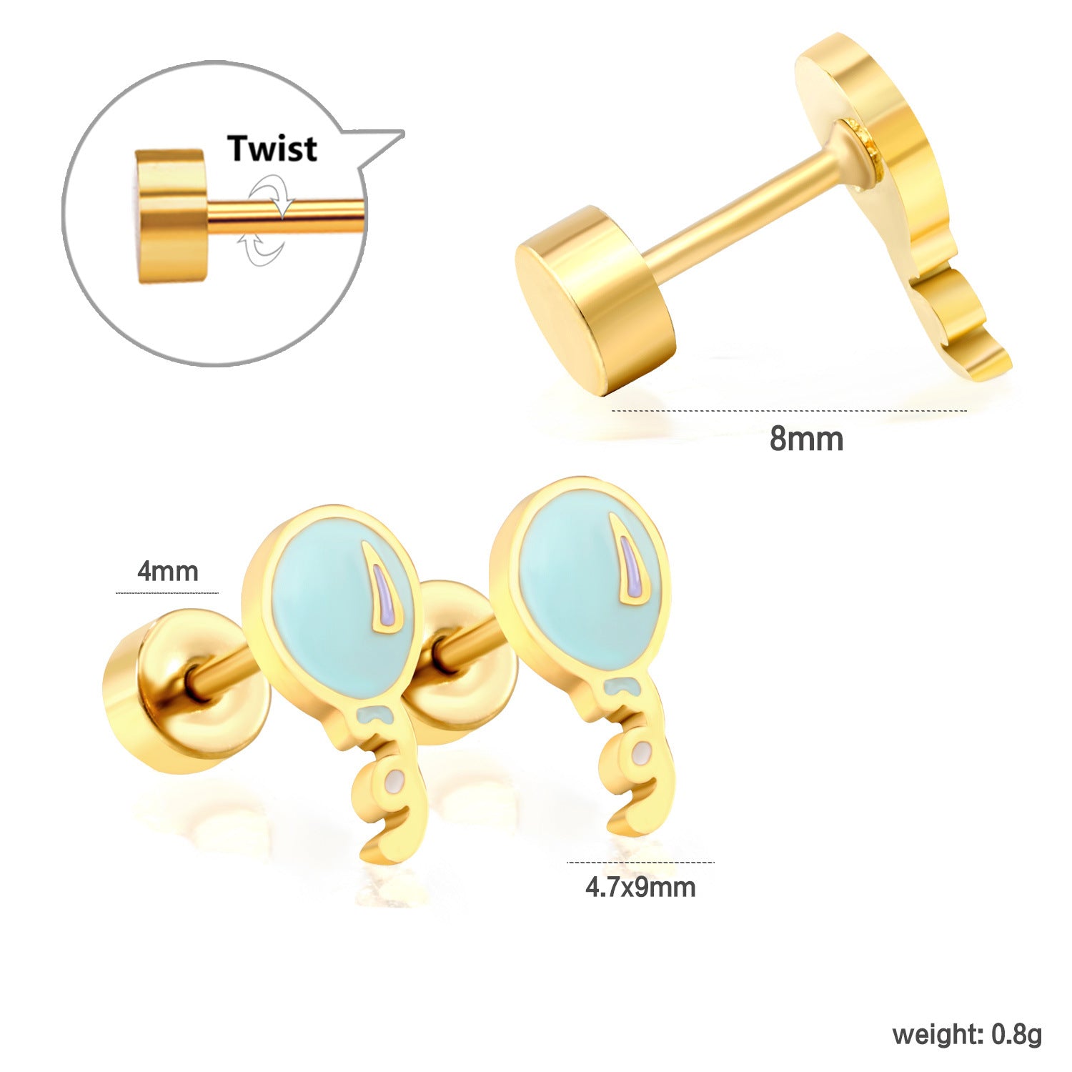 Wholesale Cute Bow Rainbow Screw Stud Earrings Stainless Steel Fashion Jewelry Gift for Women