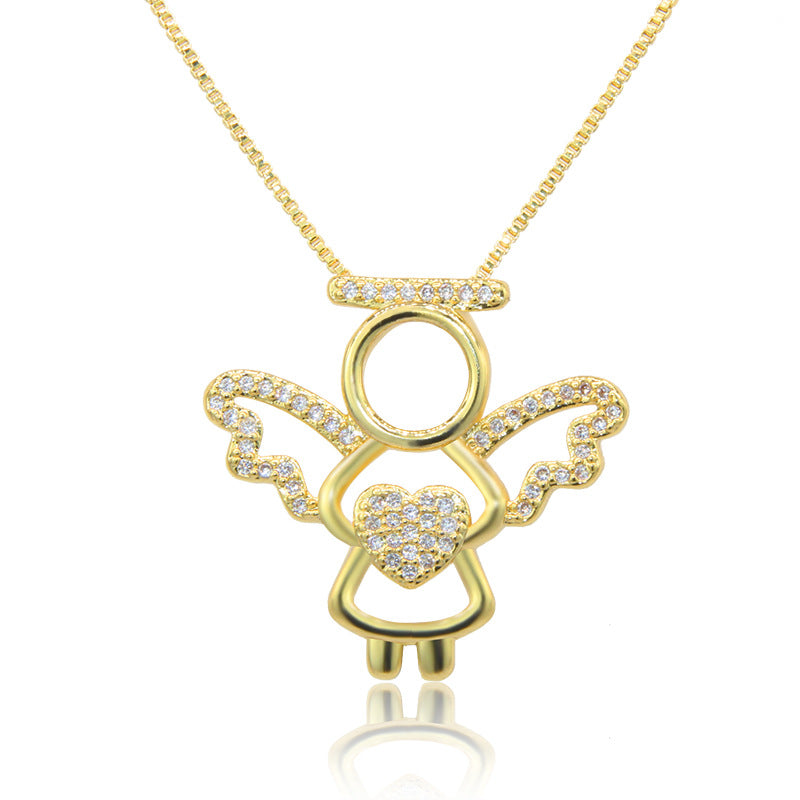 Wholesale Zirconium Inlaid Heart Angel Necklace ACC-NE-BaiTian003