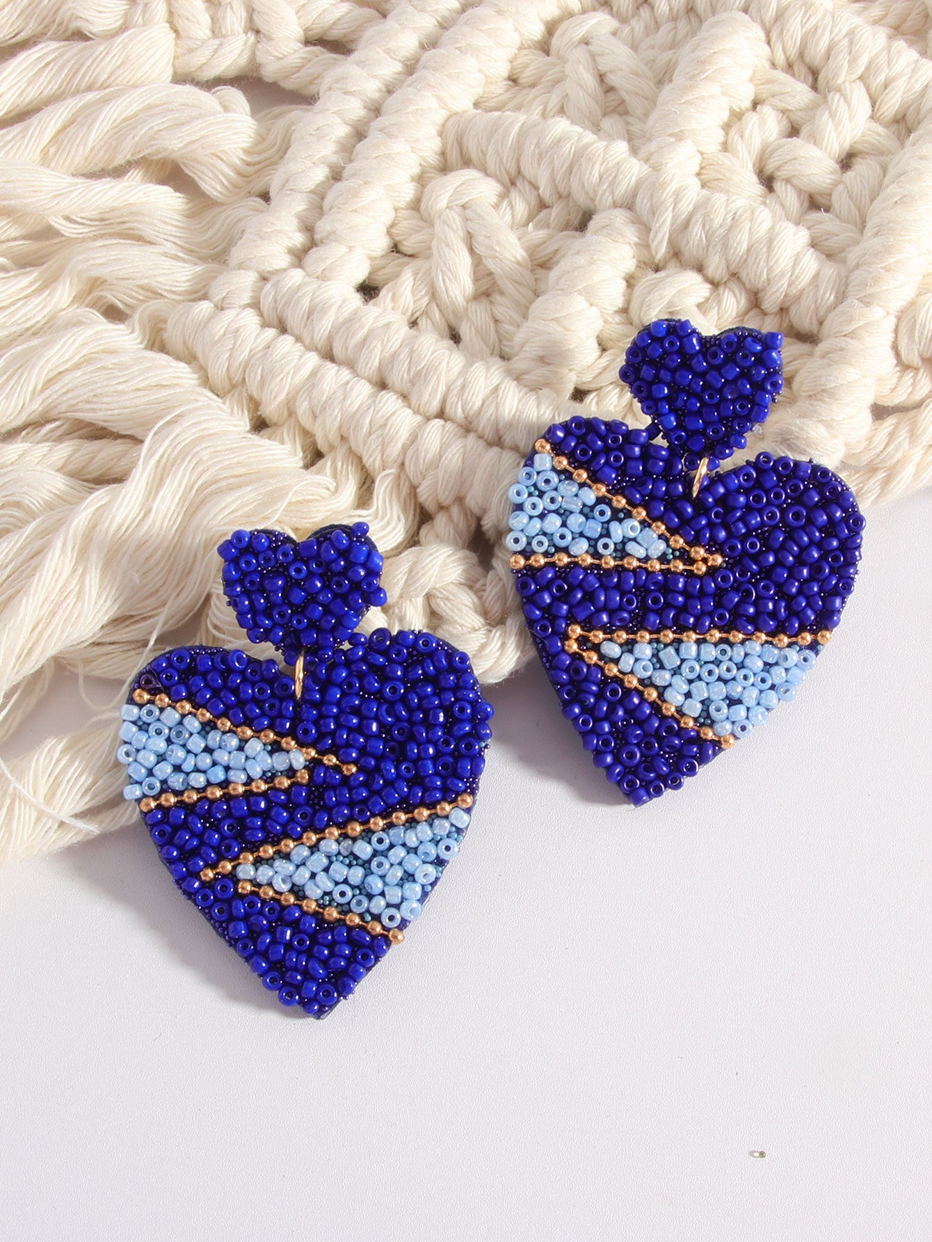 Wholesale Bohemian Love Rice Bead Ethnic Style Handmade Heart-shaped  Earrings