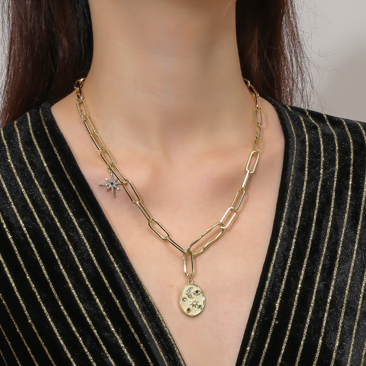 Wholesale Evil Eye Necklace Alloy Pendant Multi-layer Necklace ACC-NE-ManYi020