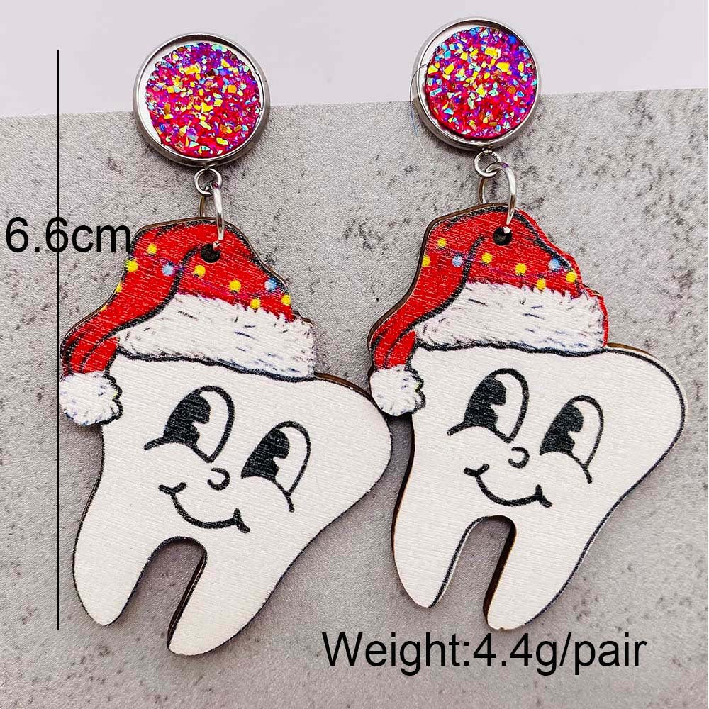 Wholesale  Christmas Earrings Baseball Wooden Earrings