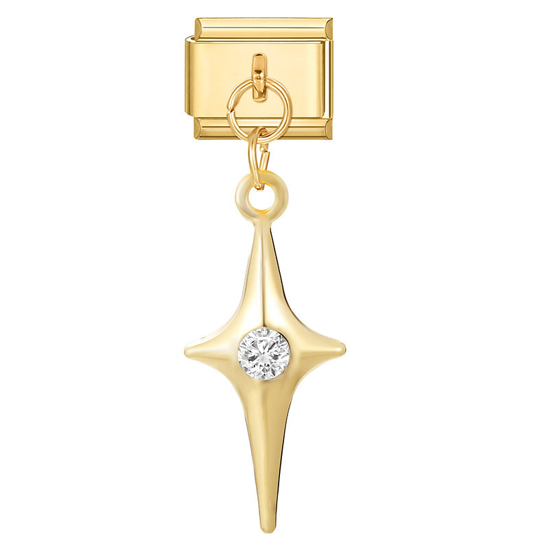 Bracelet de charme italien en gros 9 mm de bricolage d'épissage en or et en diamant blanc bracelet composable en acier inoxydable