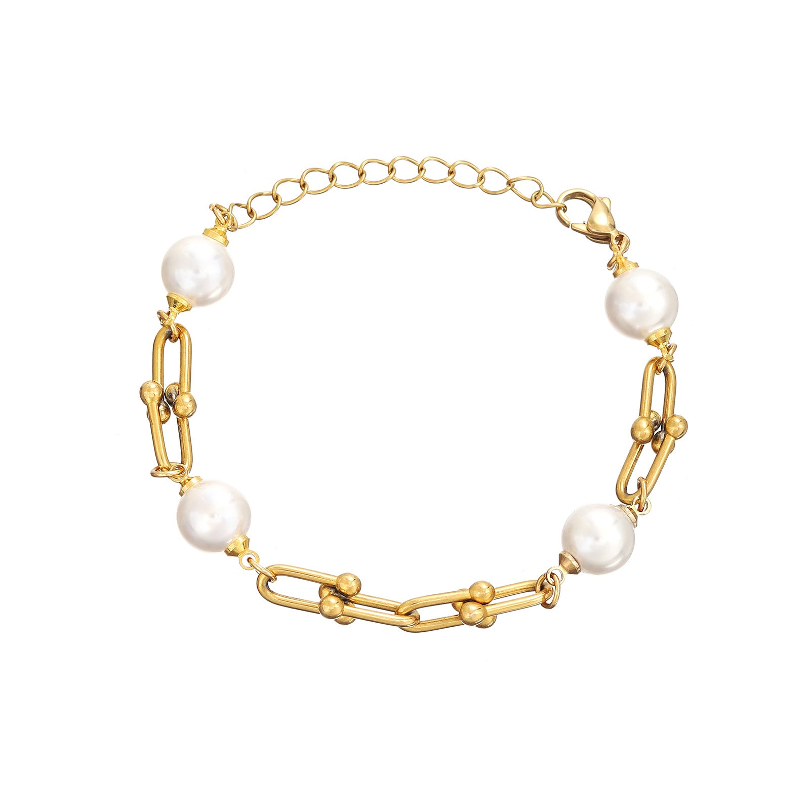 Bracelet des femmes ajustées en acier inoxydable perlé