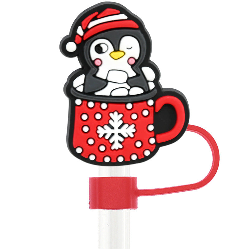 Wholesale Random 100pcs Christmas 10mm PVC Soft Straw Tube Cap ACC-SCR-RYY078