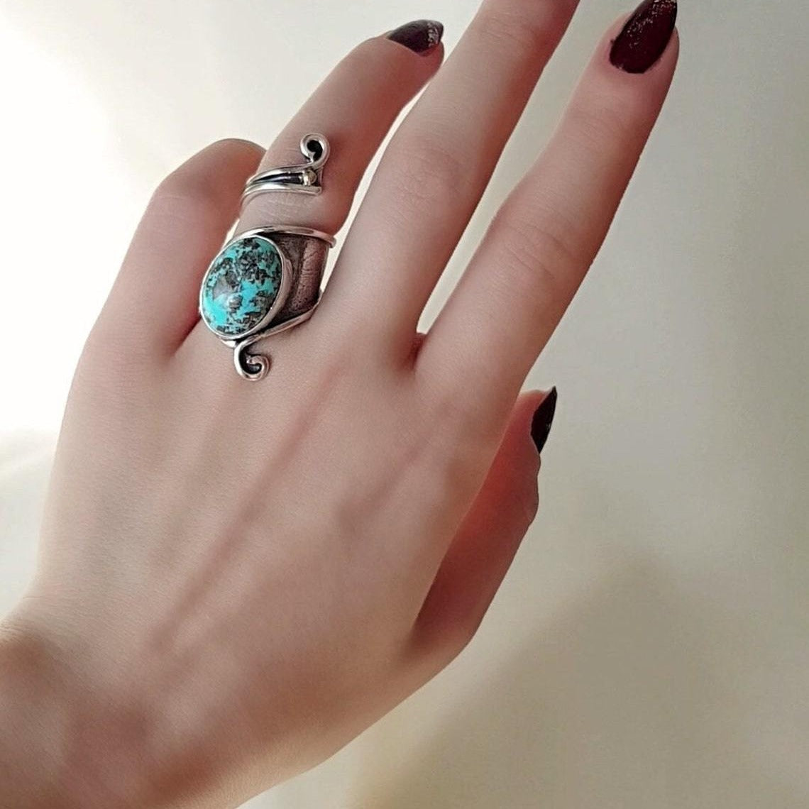 Wholesale Bohemian Vintage Turquoise Open Rings ACC-RS-MingC001