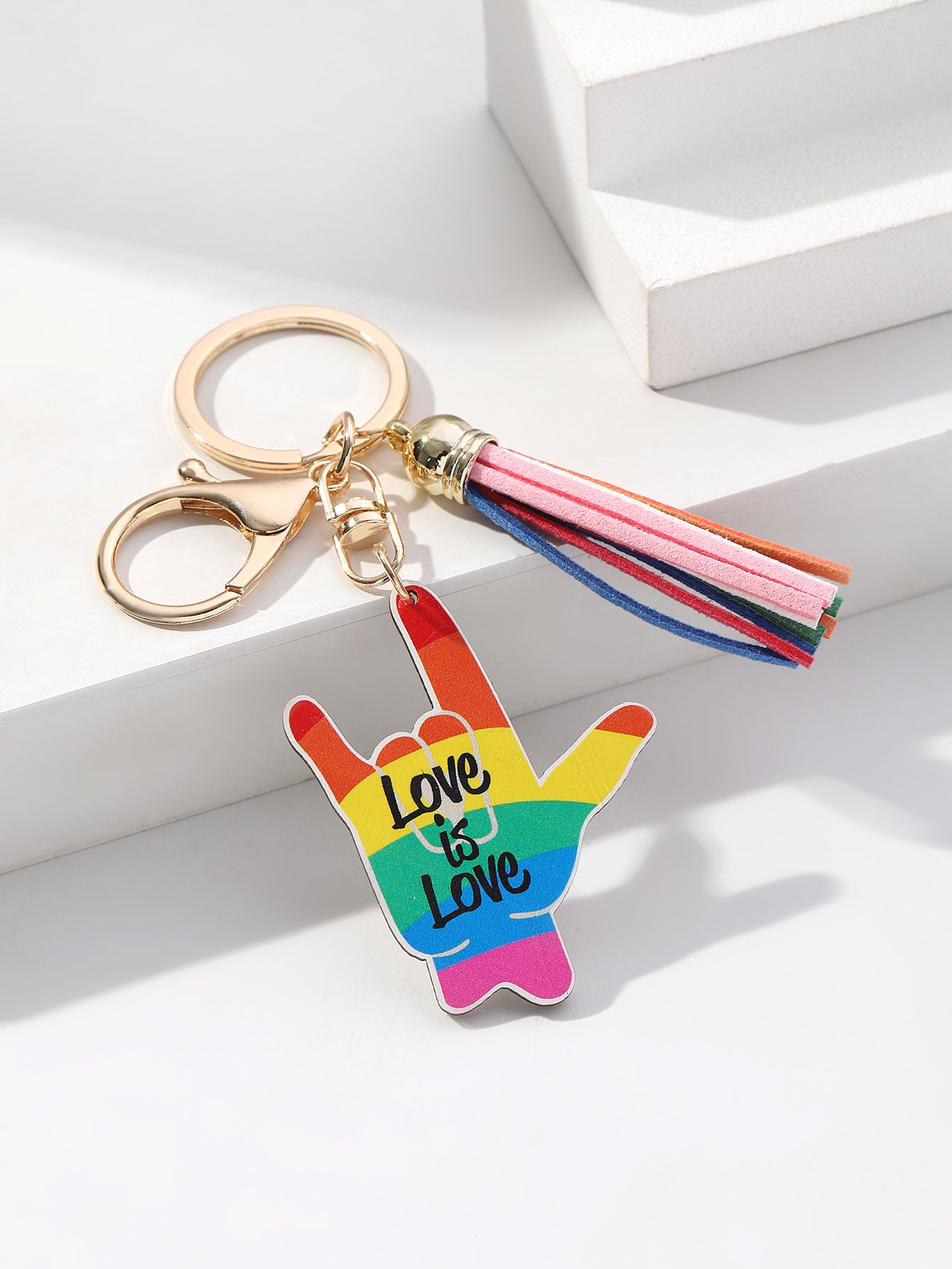 Wholesale LGBT Pride Month Rainbow Tassel Wooden Keychain ACC-KC-RongR041