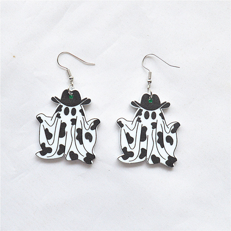Wholesale Halloween Acrylic Cartoon Skull Ghost Earrings ACC-ES-XN032