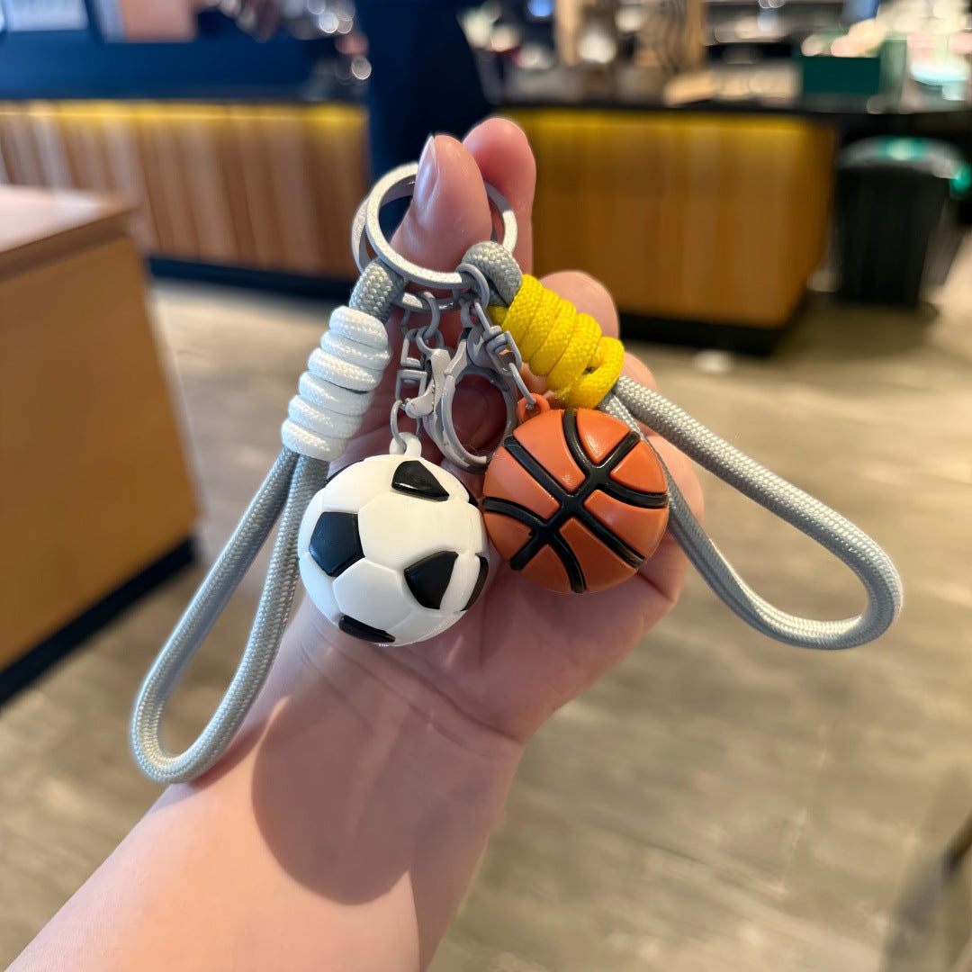 Wholesale Cartoon Sports Ball Keychains PVC Basketball Football Bag Charm for Boys