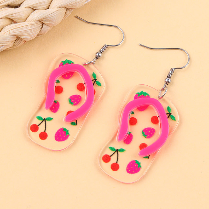 Wholesale Flower Rainbow Slipper Acrylic Earrings