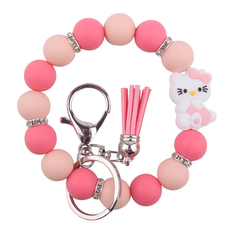 Wholesale  Cartoon Silicone Cat Wrist Keychain