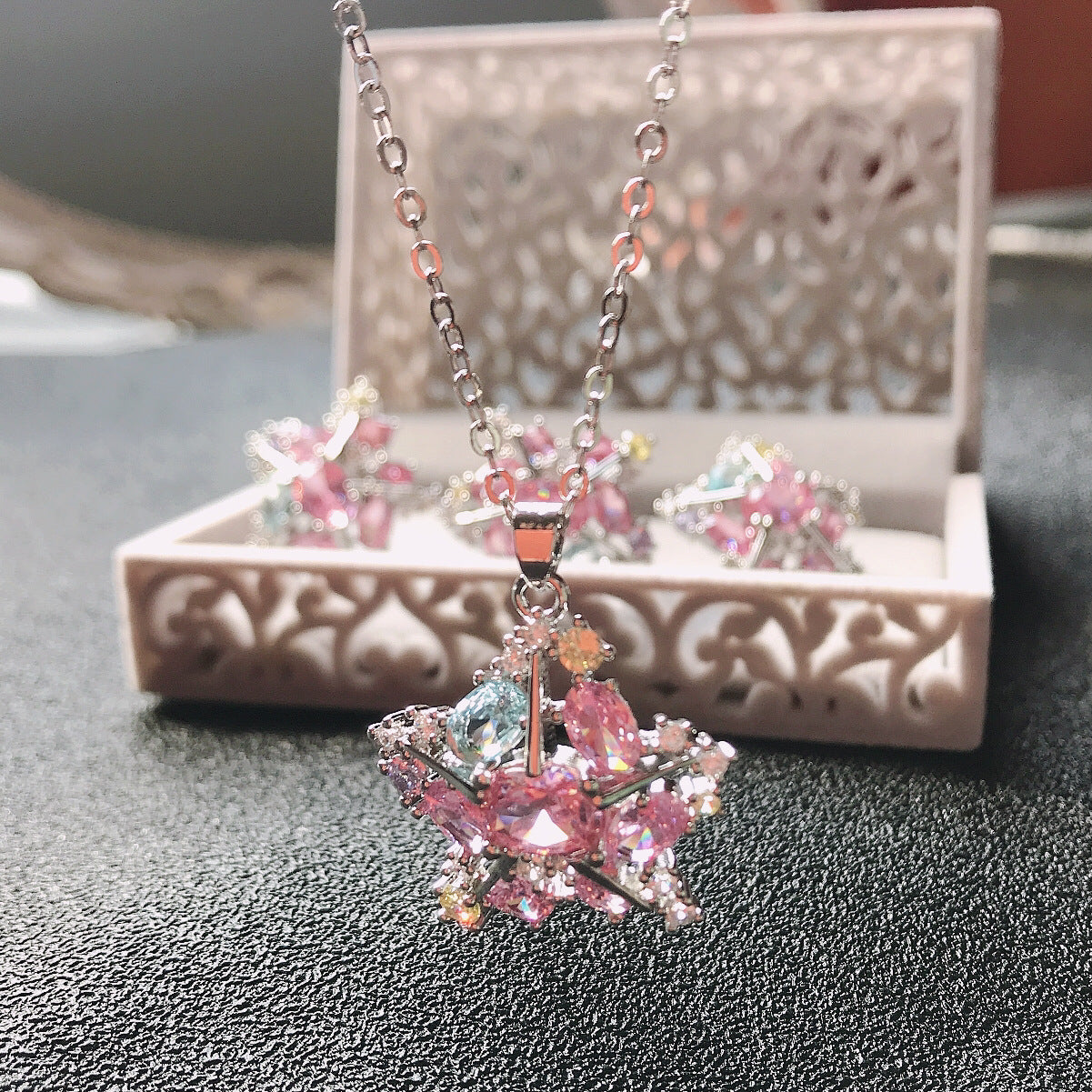 Wholesale Meteor Wishing Brilliant Set 18k Plated Micro-Inlaid Zirconium Sparkling Galaxy Ring ACC-RS-GeLeisi003