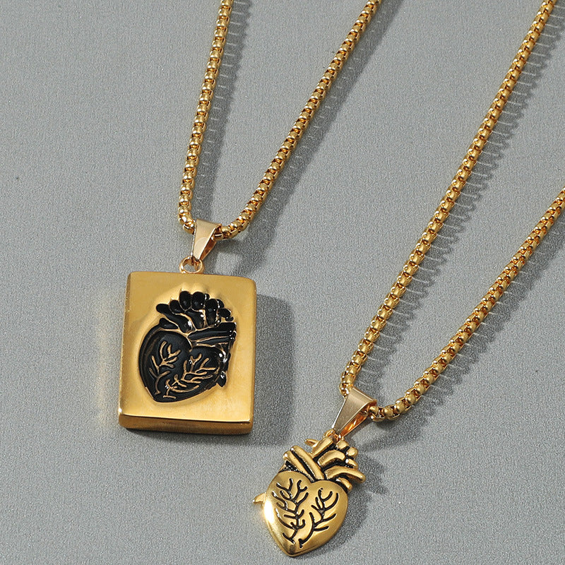 Wholesale  Creative Heart  Pendant Gold and Silver Necklace