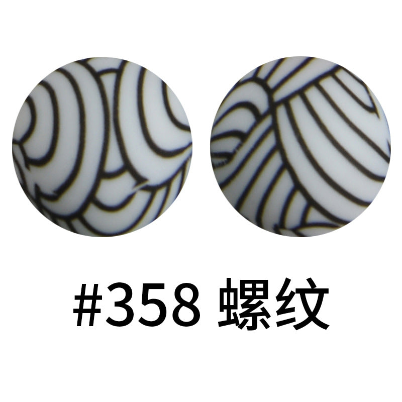 Wholesale 50pcs 15mm Western Style Leopard Skull Color Aztec Printed Silicone Balls Beads ACC-BDS-HeSheng004