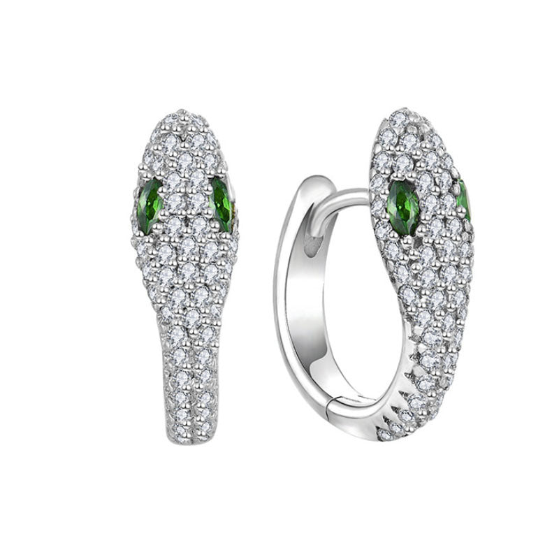 Wholesale light luxury snake-shaped micro-inlaid zircon earrings