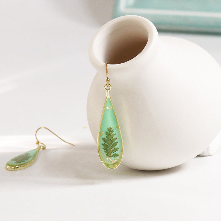 Wholesale 6pcs/pack Herbarium Resin Colored Dried Flower Earrings