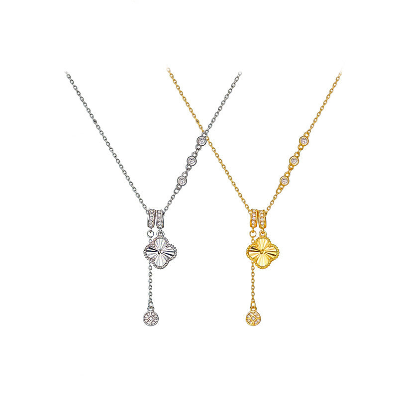 Wholesale Classic Laser Four-Leaf Clover Light Luxury Necklace