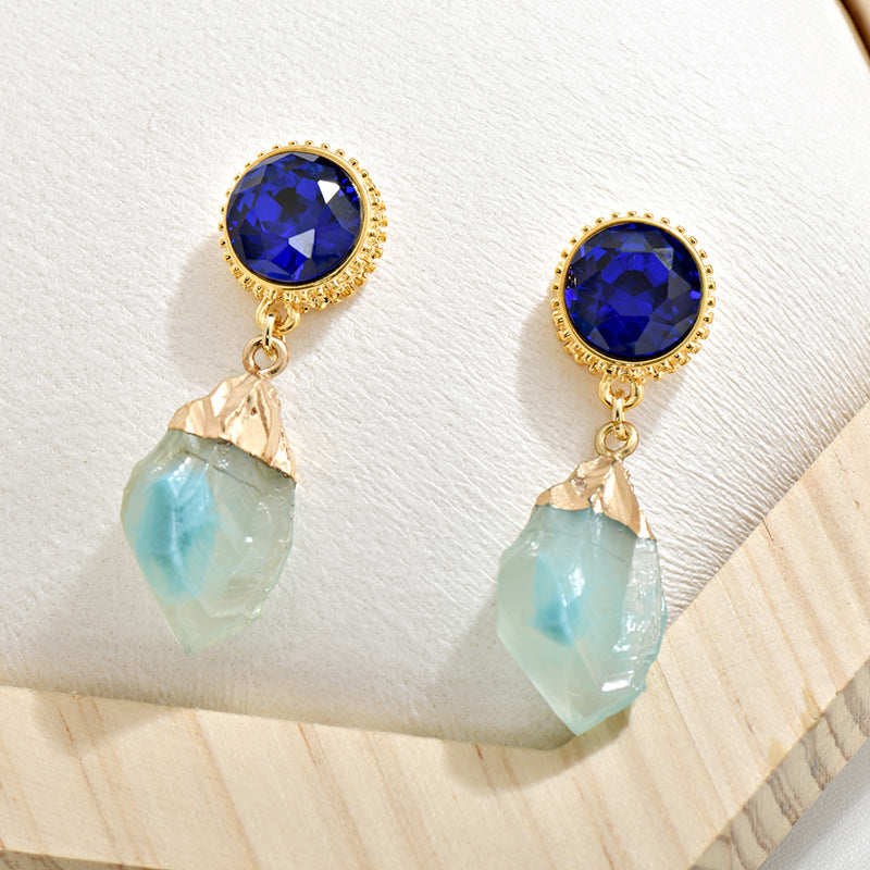 Wholesale Light Luxury Round Teardrop-shaped Resin Crystal Earrings ACC-ES-JiuJia010