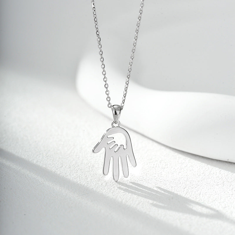 Wholesale Mama's Love Necklace Female S925 Sterling Silver Palm Pendant Necklace