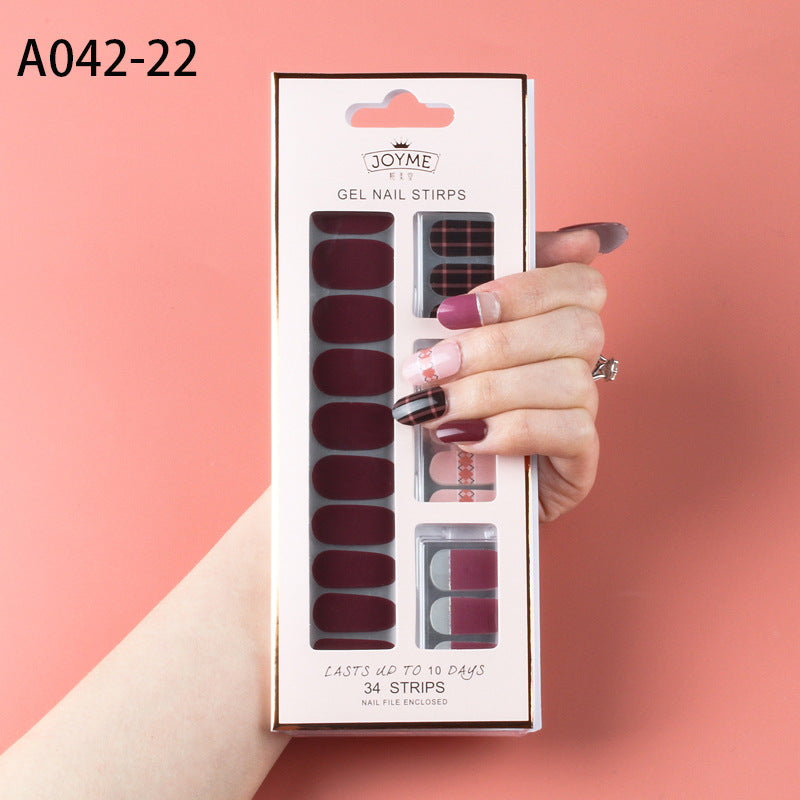 Wholesale Plastic Nail Stickers, Waterproof, Baking Free, Solid Color Nail Stickers, 34 Stickers Without Curling Edges ACC-NS-XKQ007