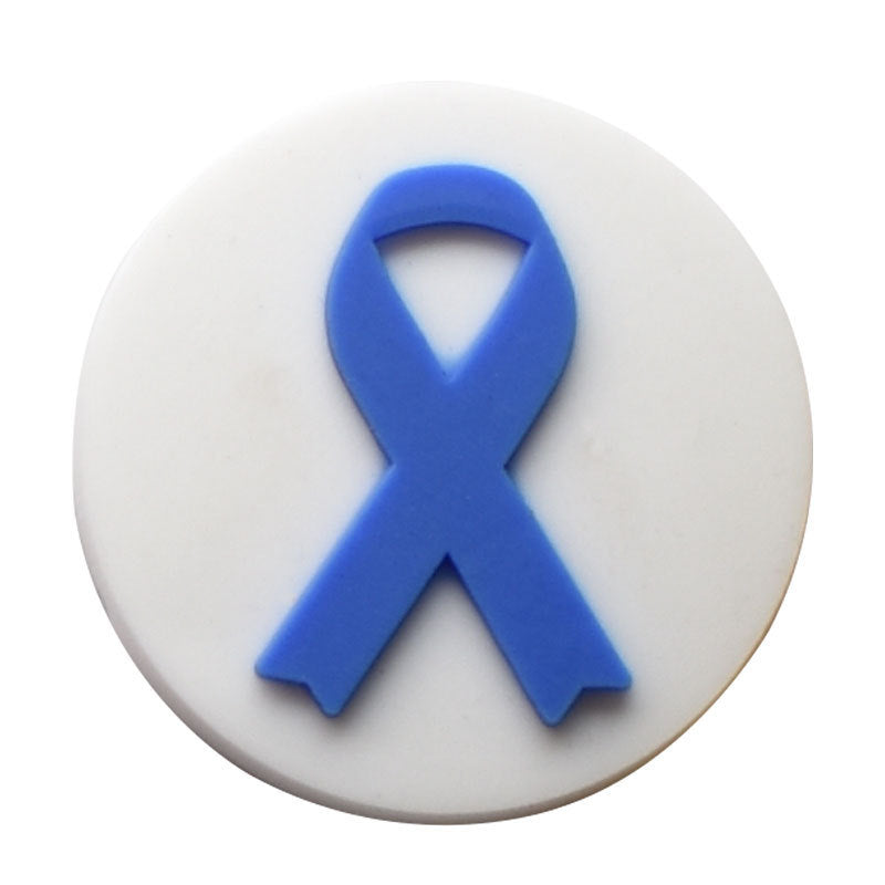 Wholesale Random 100pcs Care Breast Cancer Colon Cancer Ribbon PVC Soft Glue Hole Shoe Buckle DIY Decoration ACC-SC-RYY006