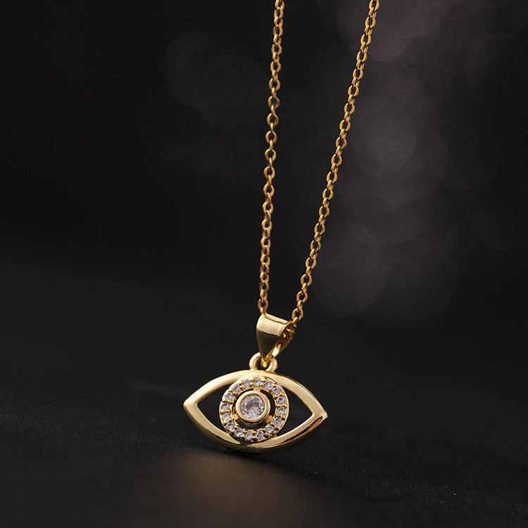 Wholesale Chic Demon Eye Pendant Necklace Copper Electroplated O Shaped Chain Stylish Jewelry Accessory For Boutique Resale