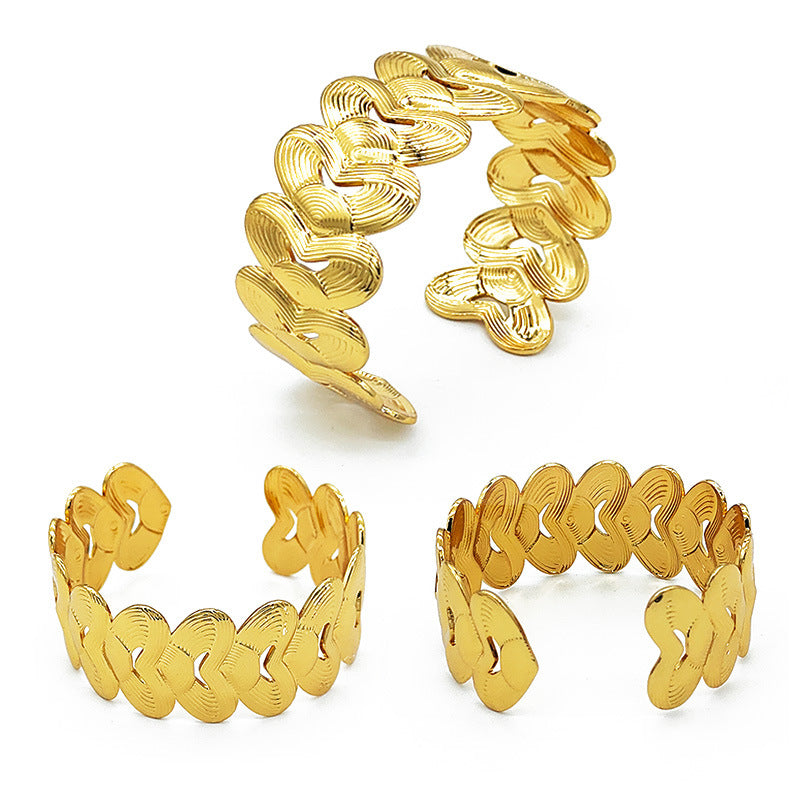 Wholesale Retro Polished Stainless Steel Open C-Shaped Cuff Bracelet