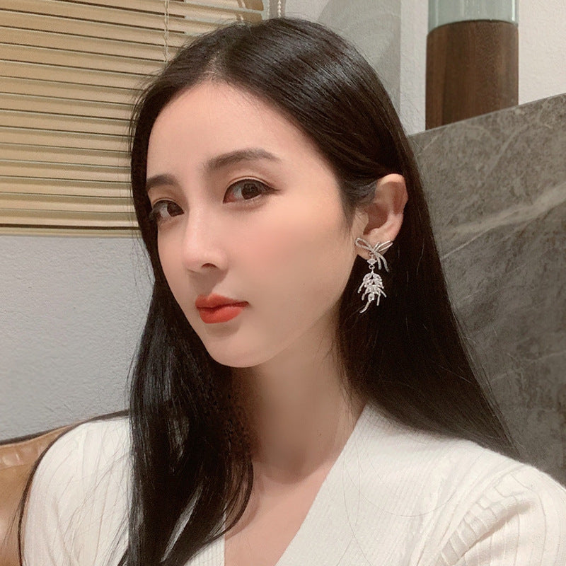 Wholesale Exaggerated bow full diamond earrings