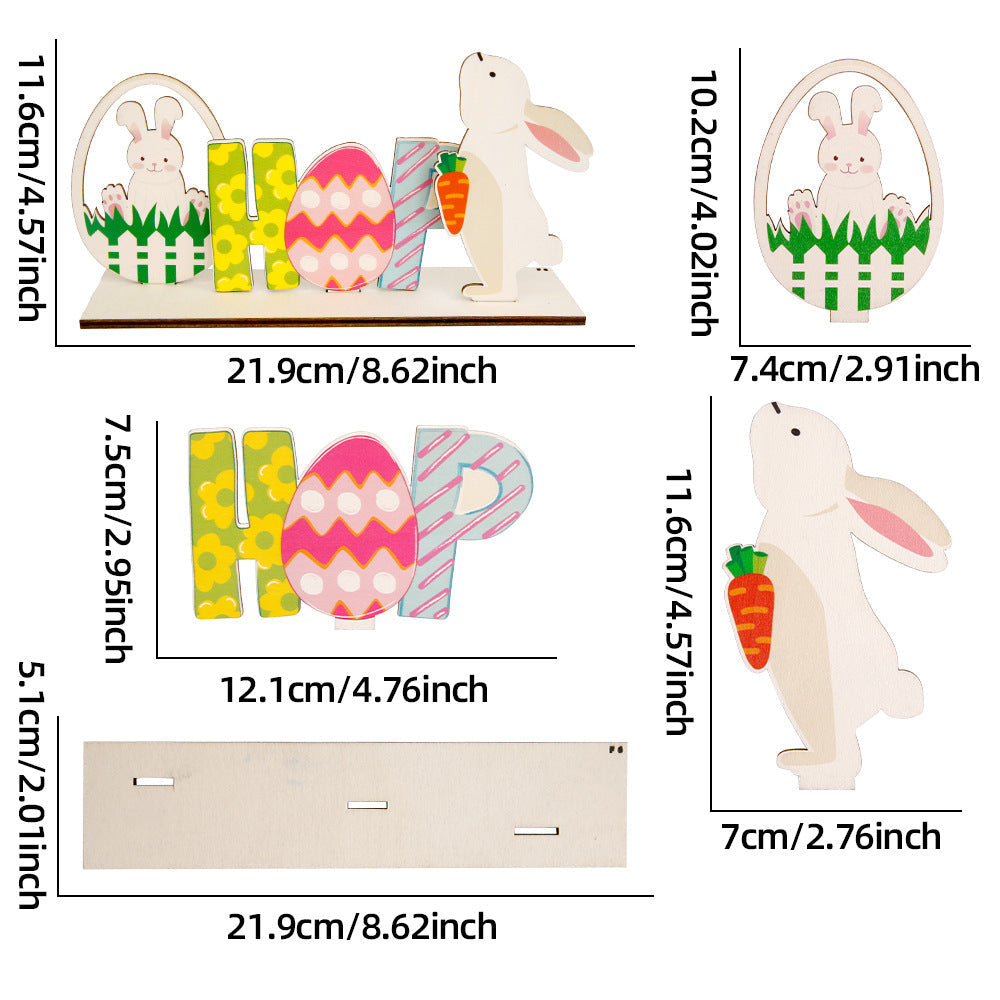 Wholesale Easter wooden crafts rabbit color egg wooden piece decoration