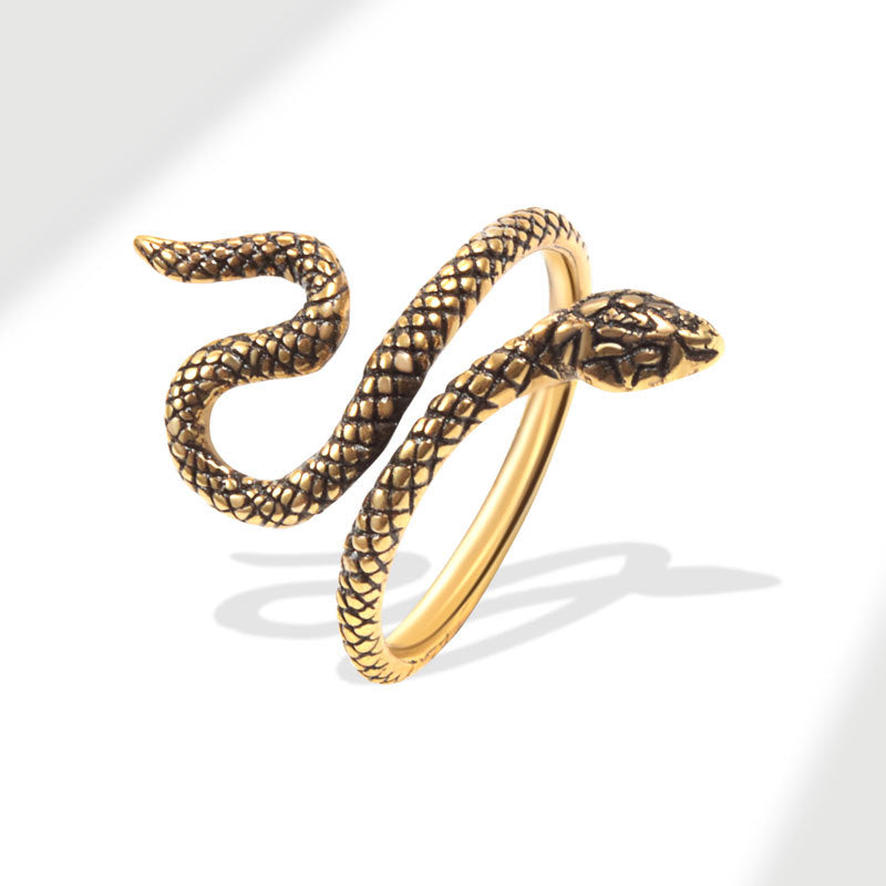 Wholesale Antique Gold Snake Ring Adjustable Copper Jewelry Accessory