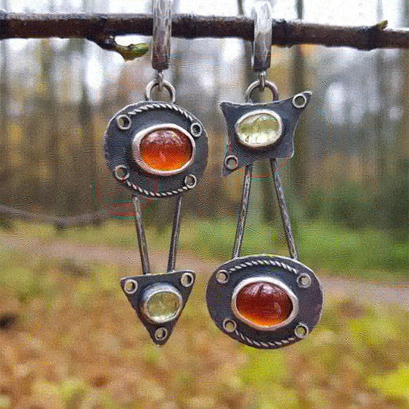 Wholesale geometric asymmetry inlaid long earrings