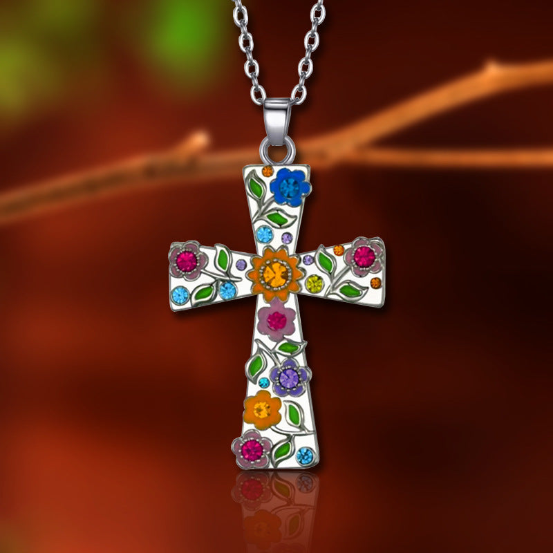Wholesale Cross Flower Necklace