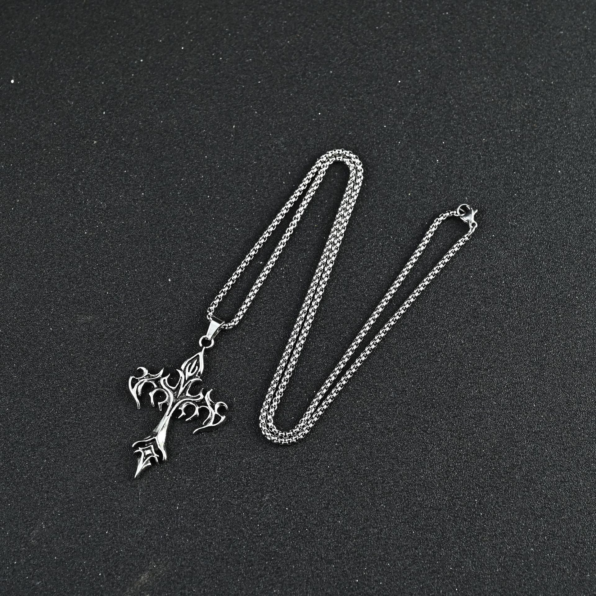 Wholesale Hip Hop Cross Pendant Necklace For Men Titanium Steel Long Chain Stylish Jewelry Accessory Gift