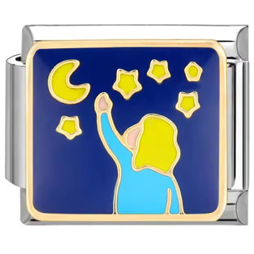 Wholesale Italian Charm Bracelet 9mm DIY  Starry Sky Blue  Creative Stainless Steel Composable Bracelet