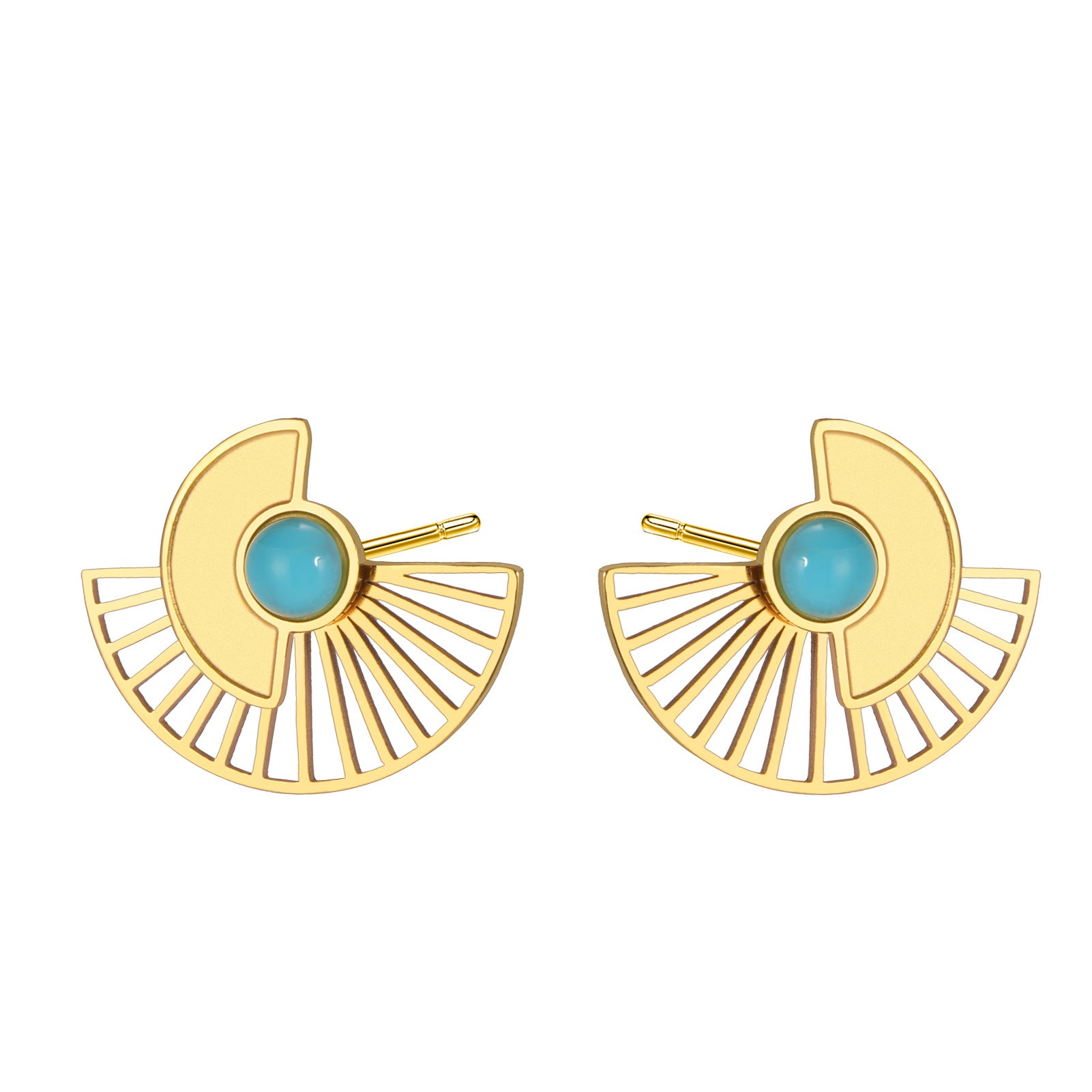 Wholesale Geometric Stainless Steel Turquoise Earrings for Women - Elegant Fashion Accessory Gift