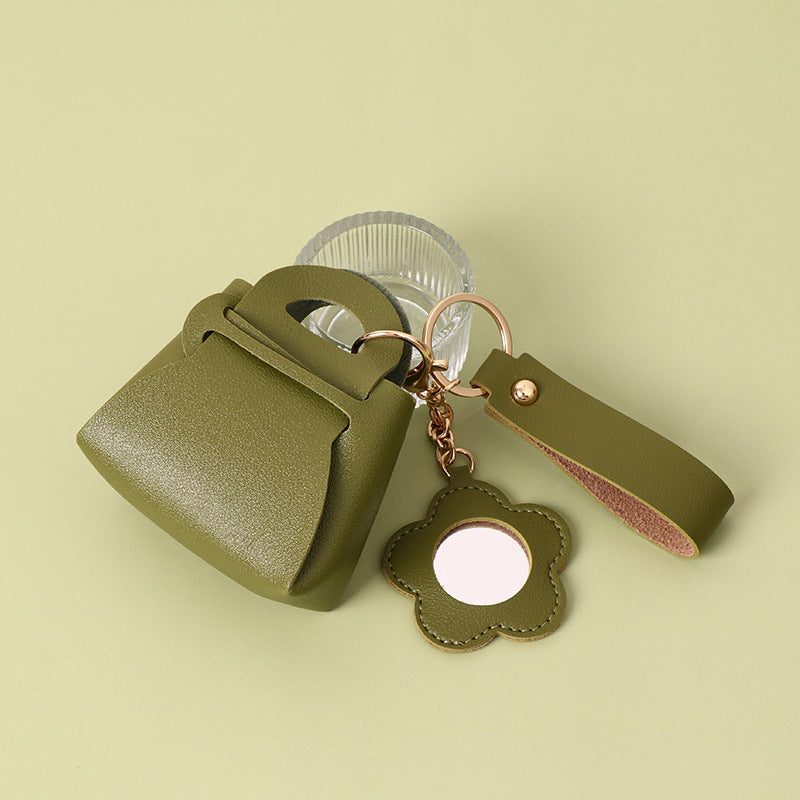 Wholesale Pink PU Purse Keychain with Mirror - Gift Bag Charm for Keys