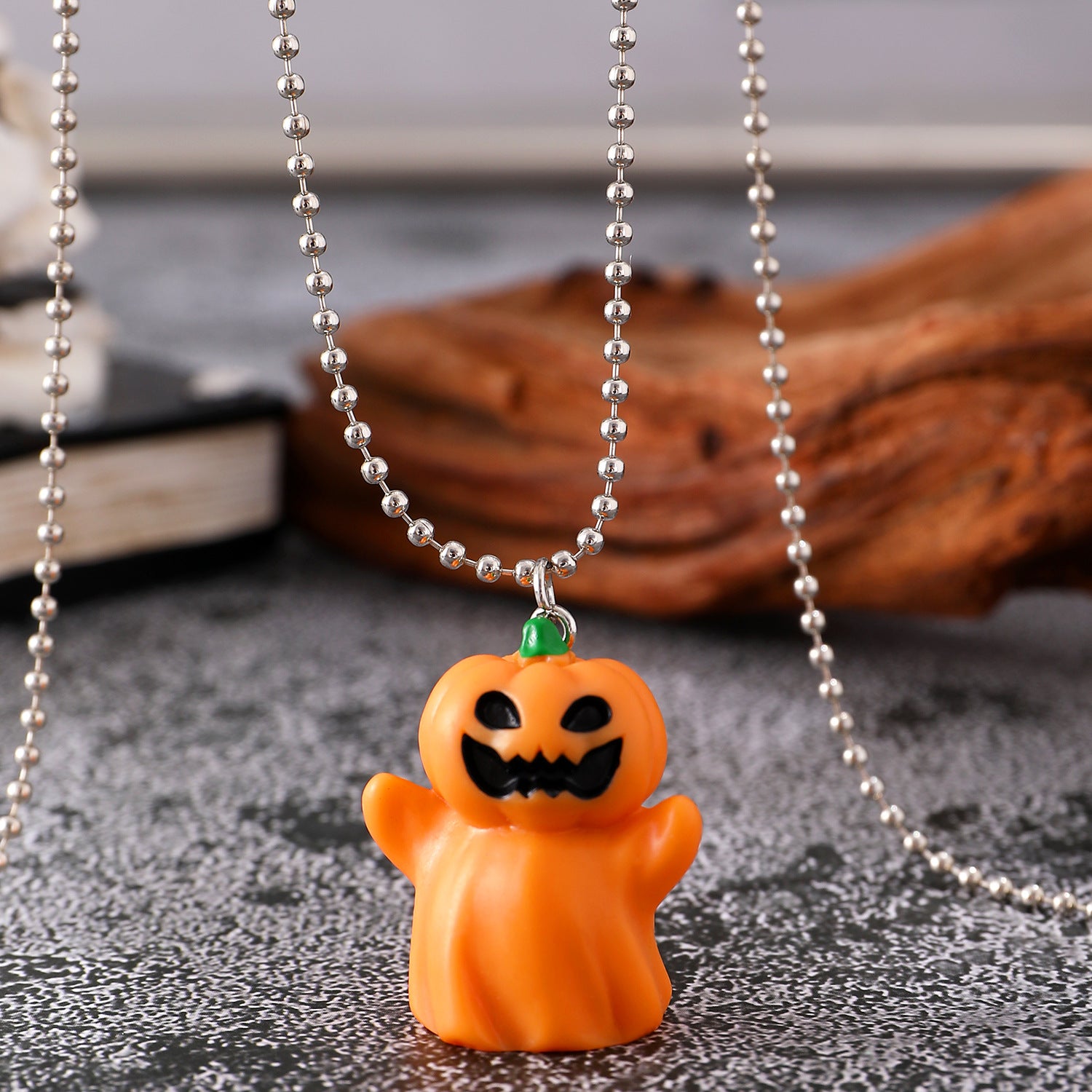 Wholesale Cartoon Ghost Pumpkin Pendant Necklace Resin  Jewelry Accessory Gift