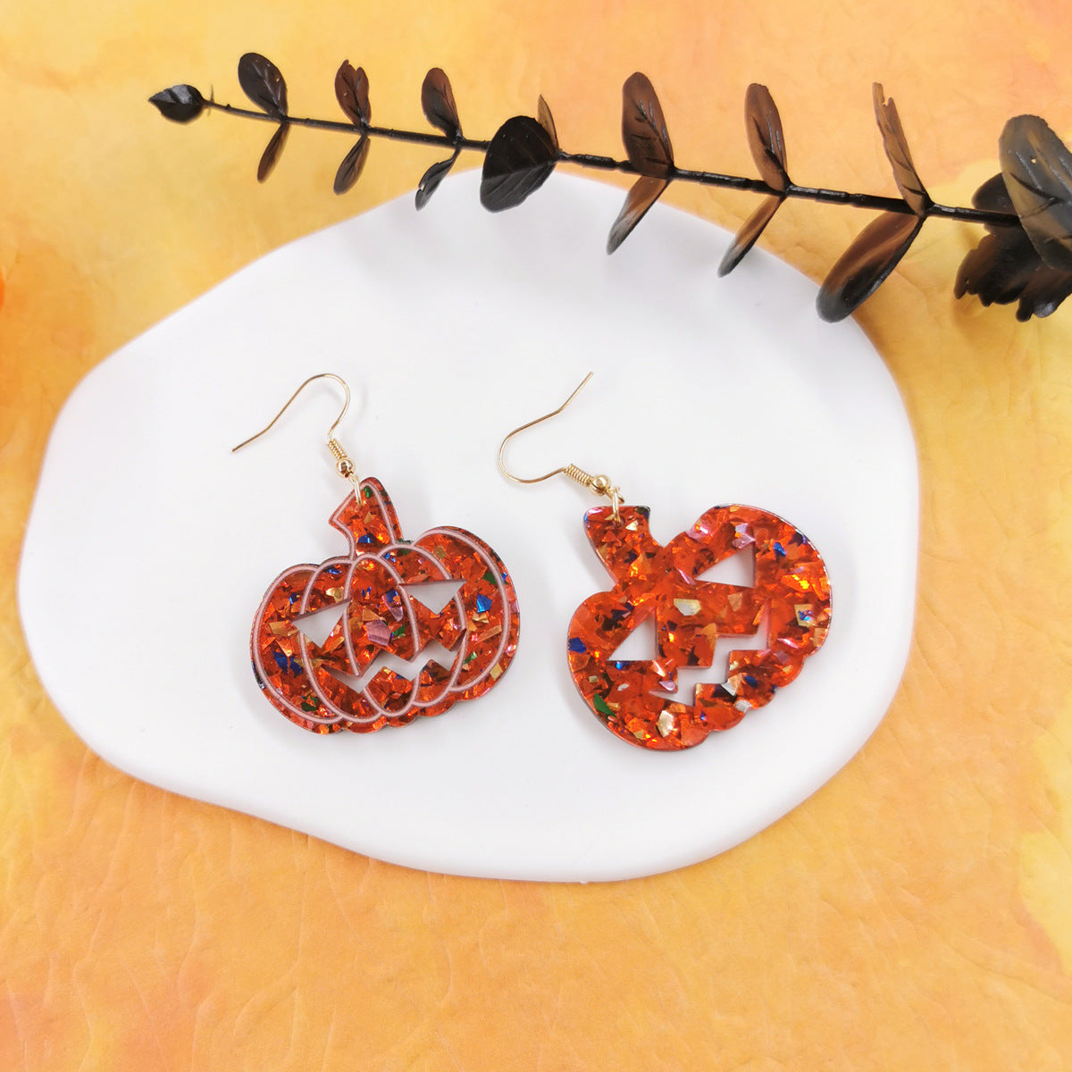 Wholesale  Acrylic Earrings Vintage Ghost Face Pumpkin  Earrings