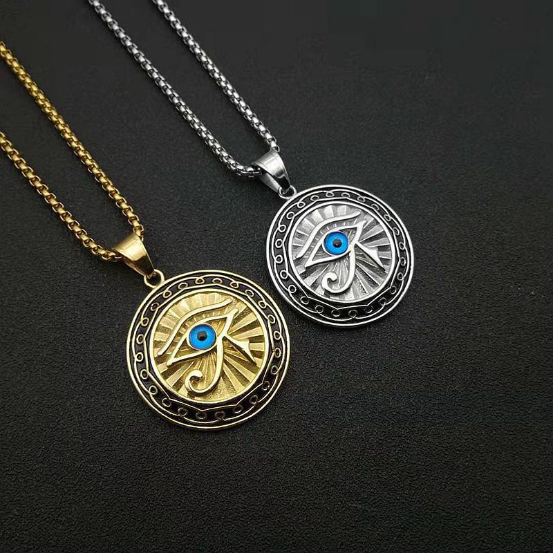 Wholesale  Egypt Eye of Horus Jewelry Gold Plated Blue Eye Round Brand  Necklace