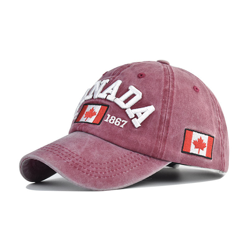 Wholesale Fashion Cotton Baseball Cap With Canada Letter Unisex Curved Brim Adjustable Sun Hat
