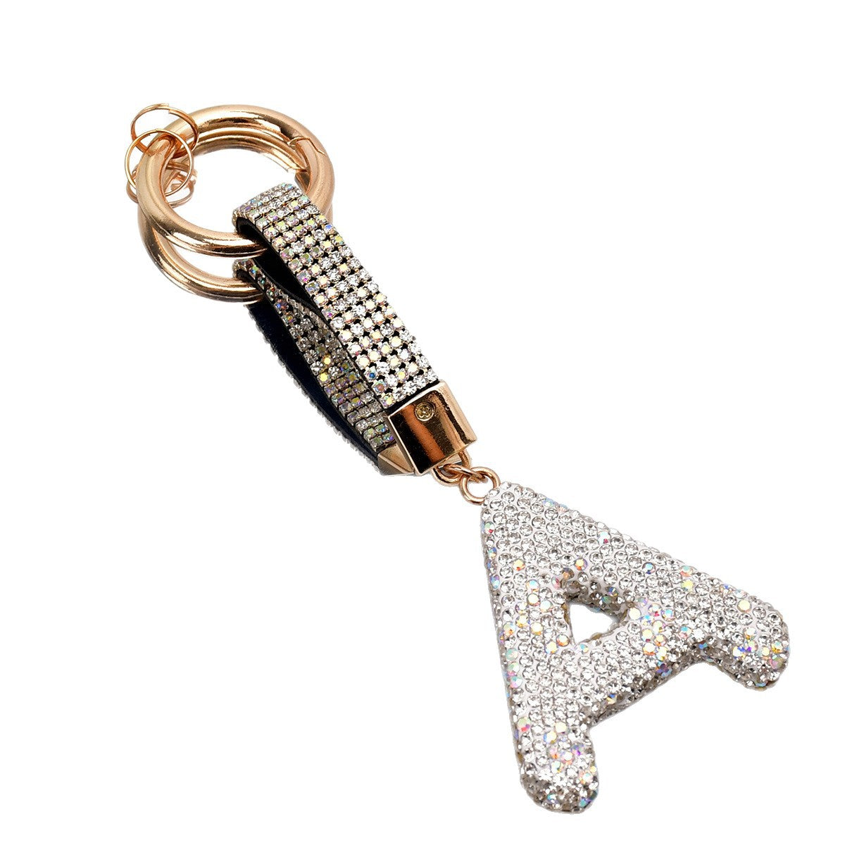 Wholesale Rhinestone Alphabet Keychain Crystal Letter Keyring For Bag Car Key Fashion Decorative Accessory Gift