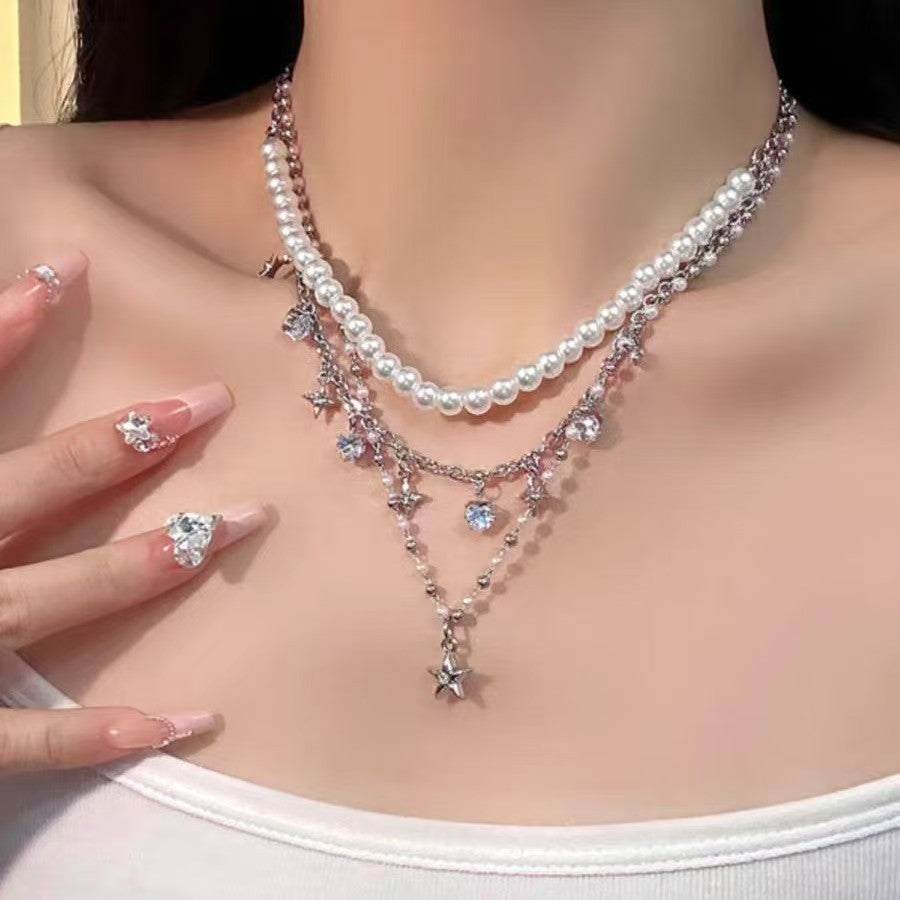 Wholesale Fairy Butterfly Multi-Layer Tassel Pendant Pearl Necklace Fashion Layering Jewelry for Boutique Resale