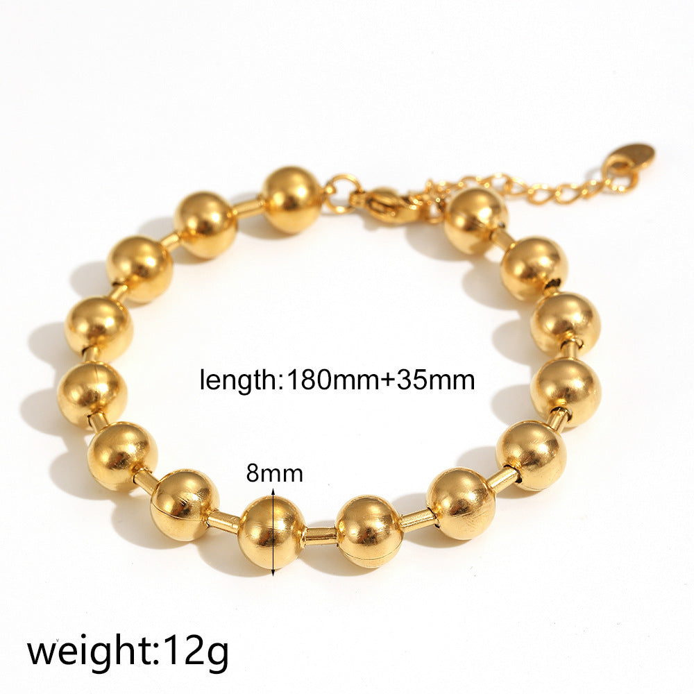 Wholesale Cross-border Europe and the United States love necklace ladies 18K gold color peach heart personality fashion pendant necklace titanium steel ball bead chain